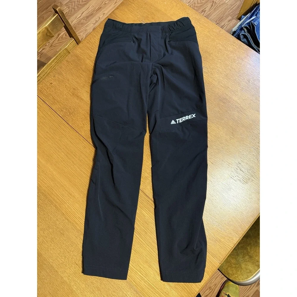 Adidas Terrex Pants Mens M (30x31) Black Hiking Trail Stretch Zip Pocket Outdoor